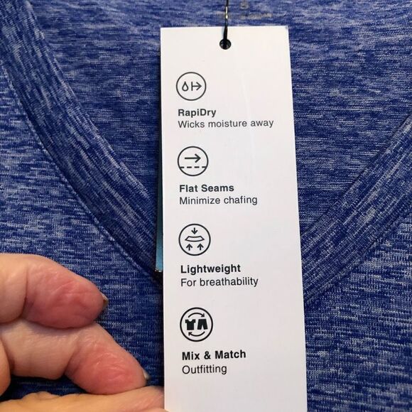 IDEOLOGY- NWT L Sz S Performance V-Neck RapiDry Tee in Deep Cobalt Heather. Cute - Picture 8 of 11